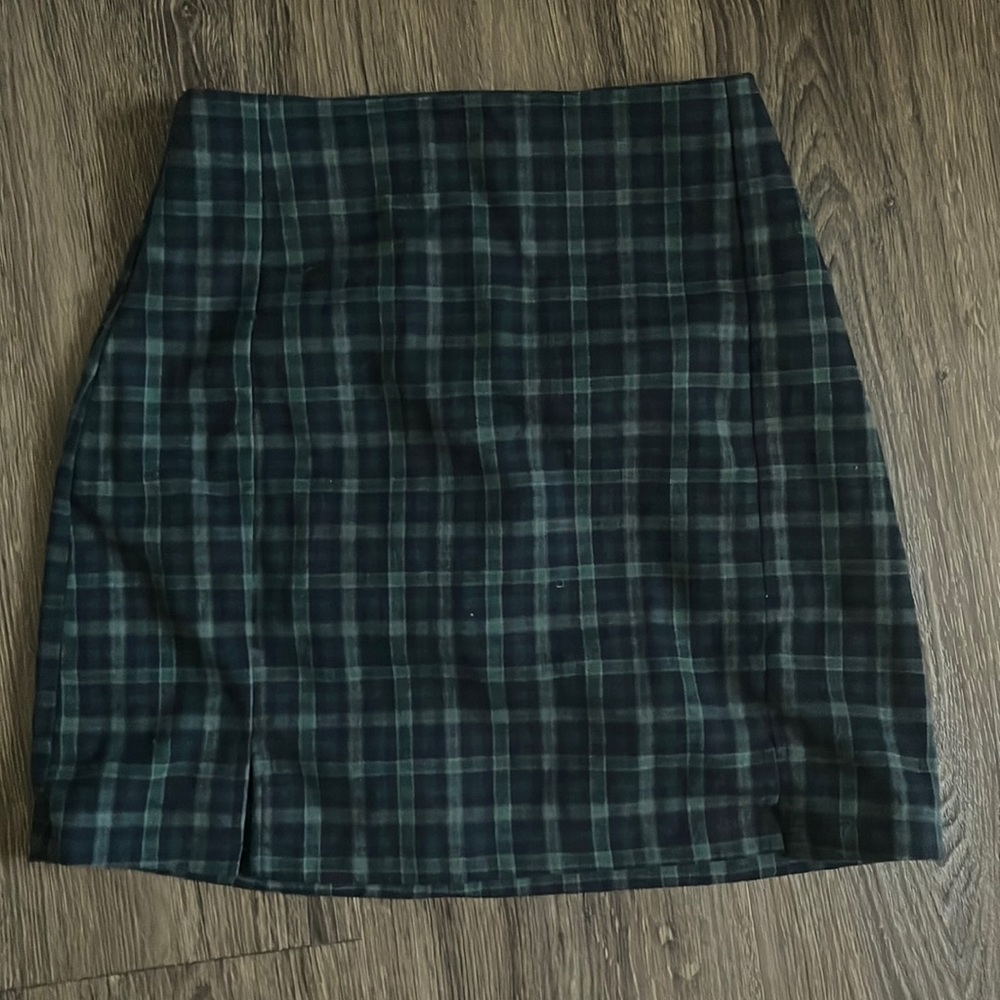 Blue and Green Plaid Skirt